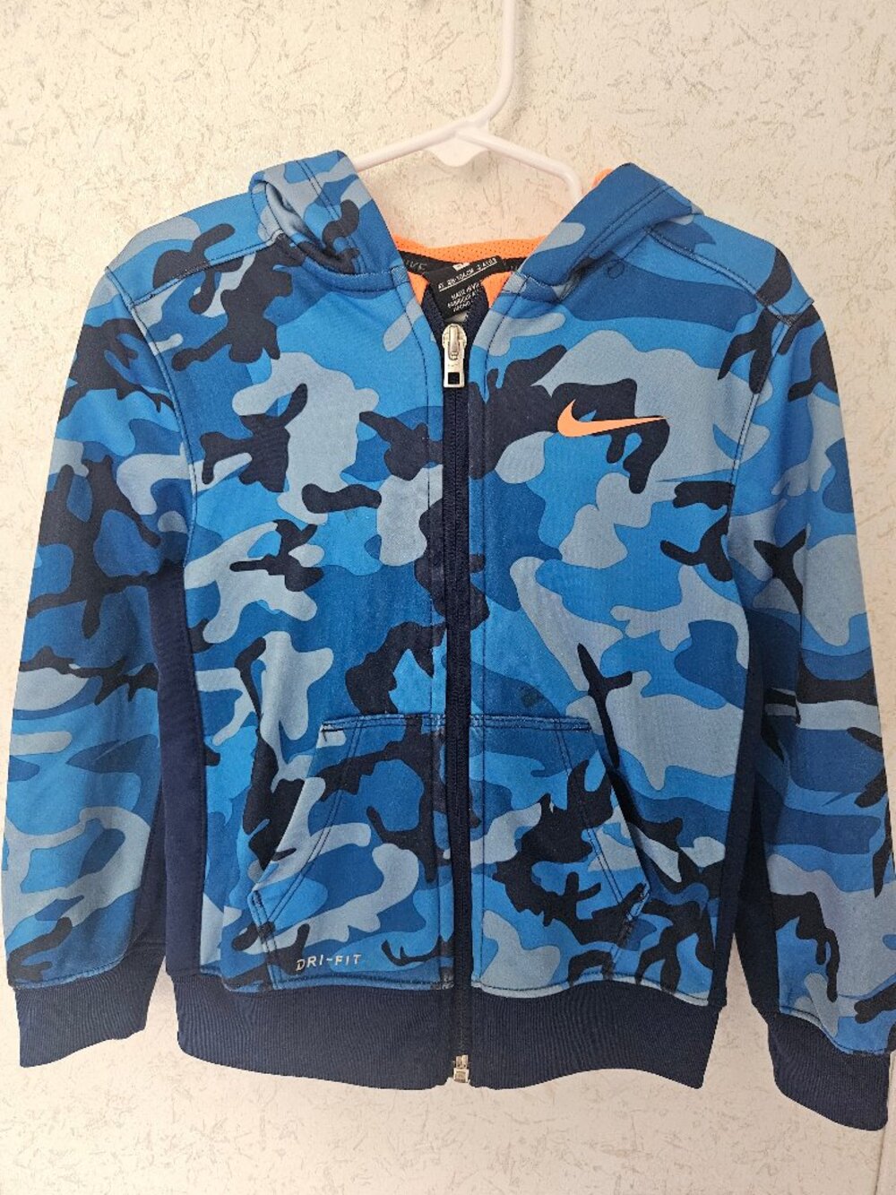 Nike Dri-FIT Boys 4T Blue Camo Full Zip Hoodie Jacket